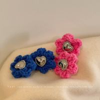 [COD] Wool knitted flower autumn and winter earrings 2022 new trendy high-end niche design