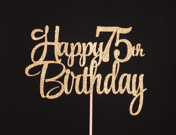 Happy 75th Birthday Cake Topper, Gold Glitter 75th Algeria | Ubuy