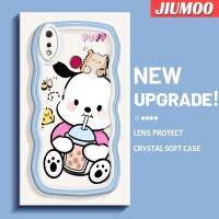 JIUMOO สำหรับ Realme 3 Pro Realme 3i กรณีน่ารัก Pochacco รูปแบบใหม่สี Macaron Wave ขอบนุ่มกันกระแทกแบบใสเคสมือถือ Creative โปร่งใสลายกล้องถ่ายรูปปลอกซิลิกาเจลฝาครอบป้องกัน