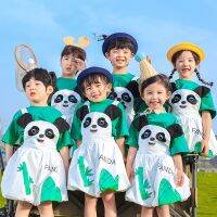 [COD] childrens performance costume cute cartoon panda overalls boys and girls graduation photo summer