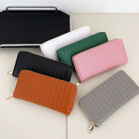Money Pocket Pouch For Women Coin Purse With Wristlet Handle Womens Purse Card Holder Long Section Money Pouch Weave Wallet Wristlet