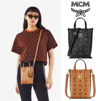 กระเป๋าสตรี MCM มินิเฟรนช์ฟรายด์สายตายาวตามอายุกระเป๋าสะพายไหล่หนังพิมพ์แบบพกพากระเป๋า Messenger กระเป๋าโทรศัพท์มือถือ