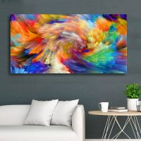 2023 ▦❣ Abstract Rainbow Color Splash Oil Painting Wall Art Posters and Prints on Canvas Art Picture for Living Room Modern Decor