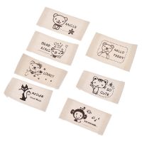 50PCS/lot Cute Animals Printed Sewing Washable Cloth Labels For Children Clothes Handmade Craft Bags Tags Decor Supplies Stickers Labels