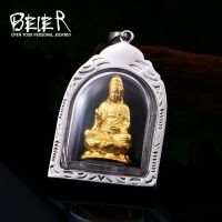 ZZOOI BEIER New Stainless Steel Part Plated-Gold Color Buddha Bring Necklace Pendant China 2 style man women Jewelry LHP108