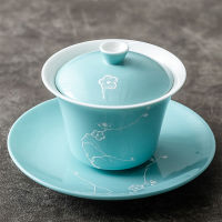 handmade craft porcelain gaiwan cup saucer coaster lid Chinese tureen tea brewer covered bowl couple gift on sales