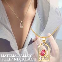 Hollow Tulip Necklace New Fashion Small Fresh Clavicle Sense Necklace Advanced Chain Flower Romantic Y3G7