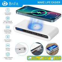 Brifit 4 in 1 เครื่องชาร์จไร้สายพอร์ตหลายพอร์ต, เครื่องชาร์จเดสก์ท็อปแบบมัลติฟังก์ชั่น, การชาร์จอย่างรวดเร็วของ USB คู่, ไฟ LED, สำหรับ iPhone, Samsung, Huawei และโทรศัพท์อื่น ๆ ที่รองรับการชาร์จแบบไร้สาย Qi