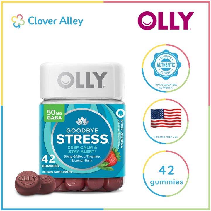 OLLY Goodbye Stress Gummy, GABA, LTheanine, Lemon Balm, Stress Relief