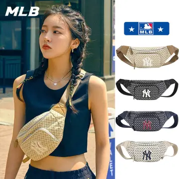 MLB Monogram New York Yankees Hip Sack NY Logo Waist Bag Pouch Bag -  Cream/Black