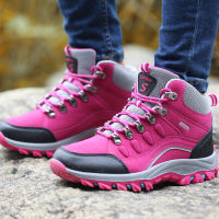 DUDELI Winter High Top Women Hiking Waterproof Trekking Boots Mountain Climbing Shoes Sports Rubber Sole Shoes Nubuck Men Couple