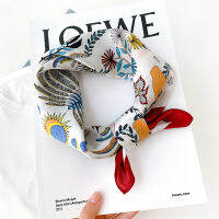 Women 70*70cm Square Silk Scarfscarves Luxury Wrap Hair Tie Band Bag Warp Soft Neckerchief Hijab Headscarf Female Foulard