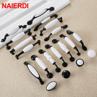 NAIERDI Black White Ceramic Cabinet Handles Zinc Alloy European Cabinet Pulls Drawer Knobs Wardrobe Door Handle Furniture Handle Door Hardware Locks