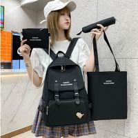 READY STOCK ⭐ 4 IN 1 Backpack Set School Student Galas Sekolah Bag Women Handbag Sling Bag Tote Beg Pen Case Travel Shoulder Wanita Bahu Tangan Beg Korean Fashion Bag