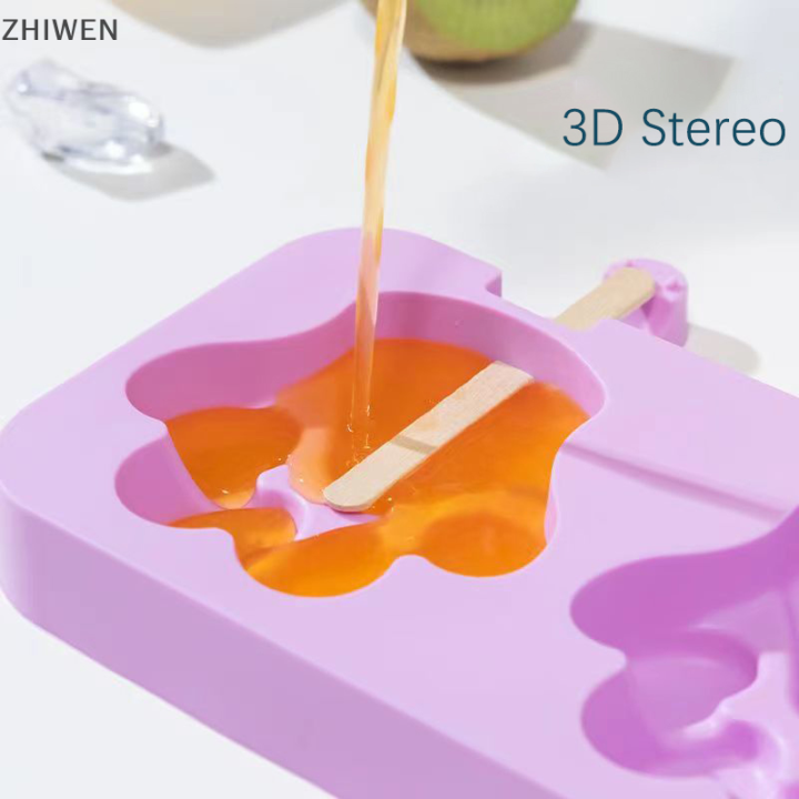 zhiwen-แม่พิมพ์ไอติมแม่พิมพ์ซิลิโคนทำไอศครีมพร้อมฝา-แม่พิมพ์ทำไอศครีมโฮมเมดแบบทำมือเครื่องมือทำครัวการ์ตูนภาพน่ารักทำมือ