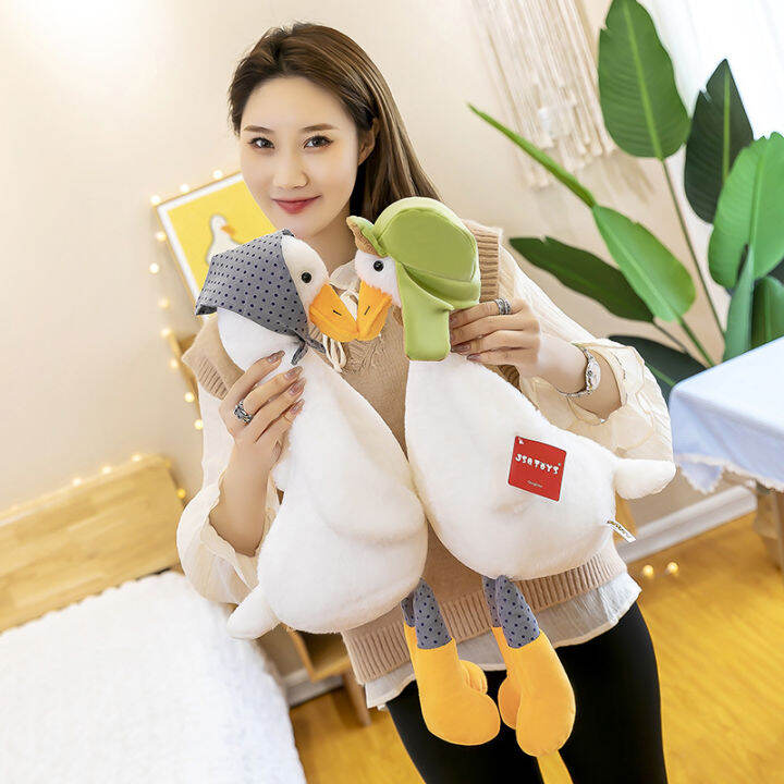 ใหม่-pastoral-big-white-goose-plush-ของเล่นการ์ตูนน่ารักเป็ดสีขาวตุ๊กตาหมอนของขวัญตลกตุ๊กตาเป็ดสีขาวตุ๊กตา-toys