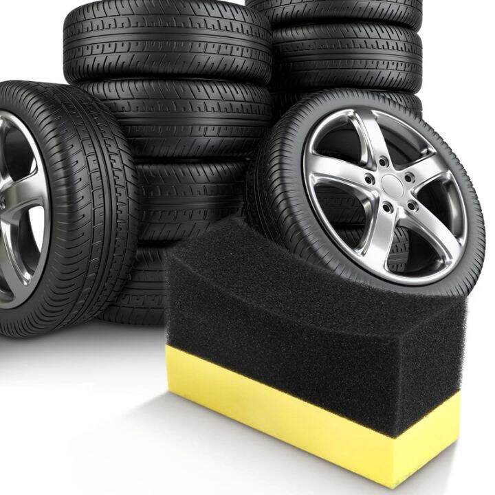 5x-professional-automotive-car-wheel-washer-tyre-tire-dressing-applicator-curved-foam-sponge-pad-black-yellow