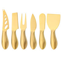 Gold Matte Stainless St Handle Cheese Set Mini Cheese Butter Slicer Pizza Cutter Baked Cheese