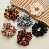 Silk Satin Scrunchies Elastic Hairband Ponytail Holder Hair Tie Silky Solid Color Hair Rope Elegant Headwear Hair Accessories