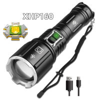 Torch Light ไฟฉายพลังสูง XHP160ระบบสัมผัส,ไฟฉายพลังงานสูงพร้อมฟังก์ชั่น B ชาร์จไฟได้ไฟฉาย Led ไฟฉาย