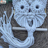 Macrame ที่ทำด้วยมือ Loool จี้รูปนกฮูกศิลปะบนผนังการตกแต่งบ้านโบฮีเมียนสำหรับของตกแต่งห้องเด็กหญิงวัยรุ่น