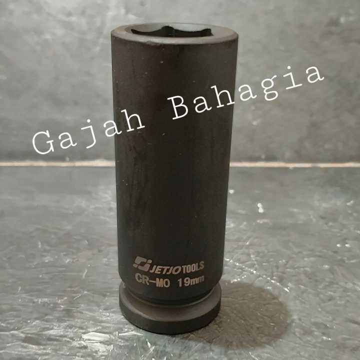 Mata sok impact panjang 1/2" DR 19mm 6pt Socket Kunci shock 19 MM Long