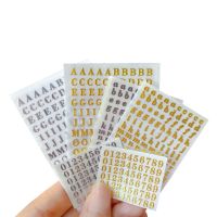 6-sheet Letter Number Stickers Mini Self Adhesive Alphabet Nail Sticker Upper/Lowercase Letter for Resin/Scrapbooking/Journaling