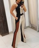 Colorblock Zipper Up Sleeveless Jumpsuit