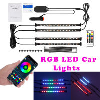 ไฟ LED สำหรับรถจักรยานยนต์,ไฟ LED สำหรับรถยนต์ไฟสร้างบรรยากาศหนึ่งลากสี่ RGB ควบคุมด้วยแอปพร้อมรีโมทควบคุมโคมไฟวิ่ง