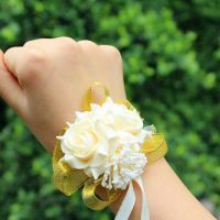 hotx【DT】 Hot！Foam Flowers Bridal Bridesmaid Wrist Corsage Wedding