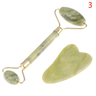 💖【Lowest price】MH Roller and Gua Sha Tools by Natural Jade Scraper Massager with Stones for Face