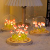 Led Tulip Night Light Handmade DIY Bedside Lamp with Glue Night Lamp Table Lamp Birthday Gift Desk Lamp Bedroom Decor Kids Gift Night Lights