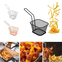 Square Fry Basket Stainless Steel Drain Basket Telescopic Multifunction Folding Frying Filter Colanders Kitchen Cooking Gadgets