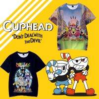 2023 Newthe Cuphead Show พิมพ์ยุโรปอเมริกันผู้ชายผู้หญิงผู้ใหญ่เด็กสบายๆหลวมแขนสั้น T