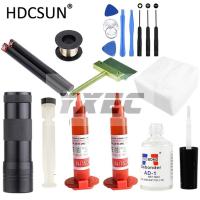 LOCA tp-2500 UV Glue 5ml + UV curing light+Uv Glue Remover +Cutting Wire+clothes + clean knife + pry tool For iphone  LCD Repair Adhesives Tape