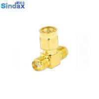 Sindax Gold Tone Straight SMA Male to Two SMA Female Plug RF Adapter Coax Tee Connector Electrical Connectors