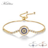 KALETINE 925สเตอริง Argento Evil Eye Braccialetto Blu Zircone Bracciale Tis In Oro Rosa Donna Di Modo Braccialetti Di Lusso Di Marca