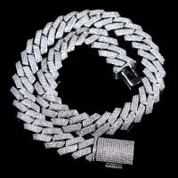 High quality iced out men jewelry 5A cz hip hop new micro pave 19mm cuban link chain big heavy chunky necklace for men boy