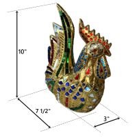 ไก่คู่ทองเปลว ขนาด7.5x10x3 นิ้ว ลงยา ไก่แก้บน ทำจากไม้เนื้อแข็ง ประดับด้วยกระจกสี ไก่ไอ้ไข่ รูปปั้นไก่ ไก่มงคล ไก่นำโชค ถวายแก้บน ถวายศาล