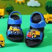 Kids Sandals Boys Truck Car Cartoon Soft Sole Non-Slip First Walker PVC Summer Children Shoes Hook Loop Beach High Quality New