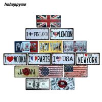 Famous City Car American License Plate Vintage Home Decor Tin Sign Shabby Chic Metal Sign Plaque Metal Decorative 15x30 CM