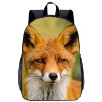 【LZ】✺▥◄  Fox Mochila Mochila Escolar Infantil Crianças Legal Animal 3D Print Travel Laptop Bag 17in Escola Temporada Presente para Meninos Meninas