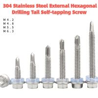 304 Stainless Steel External Hexagonal Drilling Tail Self tapping Screw M4.2 M4.8 M5.5 M6.3 Self drilling Screw with Gasket