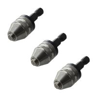 3X Silver+Black 6mm Keyless Drill Bit Chuck Quick Change Adapter Converter Hex