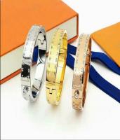 Fashion Stainless Steel Diamond Bangle Women Men Enamel Jewelry Rose Gold Silver Letter Bracelets Love Bangles