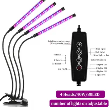 40W Adjustable 4-Head Clip-on LED Grow Light with Timer/No Timer, SANSI  Lighting