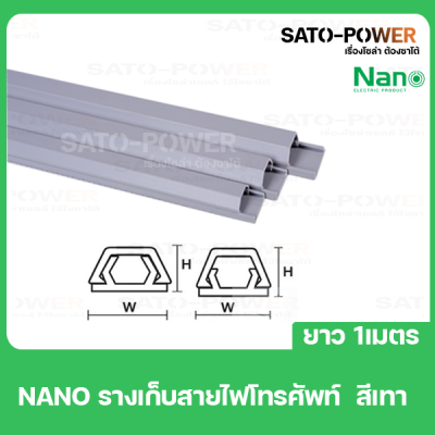 NANO TD105G 1เมตร รางโทรศัพท์สีเทาแบบทึบ รางเก็บสายไฟ / พร้อมเทป