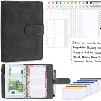 2023 New PU Leather Notebook A6 Binder DIY Planner Organizer 8 Zipper Pockets 12Pcs Budget Sheet 2Pcs French Alphabet Stickers Note Books Pads