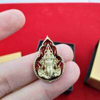 เหรียญพระพิฆเนศ Ganesh มหาเทพสุขนิรันดร์ เนื้อบรอนร์ ลงยาแดง size 2.6 CM.