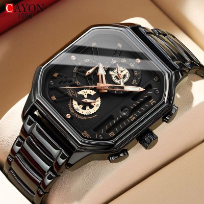Cayon แฟชั่นธุรกิจยอดนิยมแบรนด์หรูนาฬิกาควอตซ์ผู้ชายโครโนกราฟสแตนเลสนาฬิกาข้อมือกันน้ำ relógio masculino